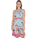 Alice Wonderland Light Blue Poker Knee Length Skater Dress With Pockets View1