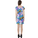 Rainbow Sky Blue Unicorn Poop Print Short Sleeve Skater Dress View2