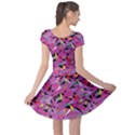 Pinky Geometric Colorful Pattern of Colored Pencils Scattered Cap Sleeve Dress View2