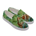 Pale Green Hot Cute Cat Animals Tiger Pattern Womens Canvas Slip Ons View3