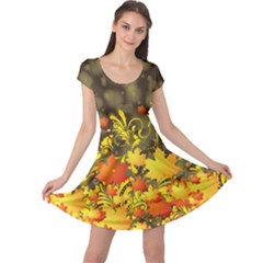 Floral Flower Black Corn Turkey Cap Sleeve Dress by CoolDesigns