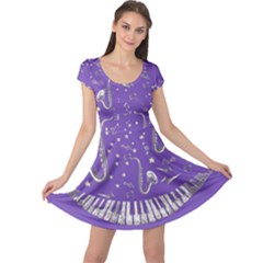 Trumpet Musical Dark Violet Music Double Sided Cap Sleeve Dress by CoolDesigns