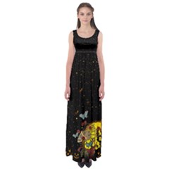 Vintage Pumpkins Black Sugar Skull Party Empire Waist Maxi Dress by CoolDesigns