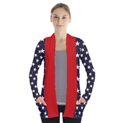 Us Stars Open Front Pocket Cardigan by CoolDesigns