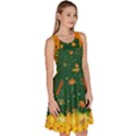 Pumpkin Green Autumn Leaf Pattern Knee Length Skater Dress With Pockets View3