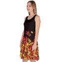 Black Autumn Maple Leaves Seeds Knee Length Skater Dress With Pockets View2