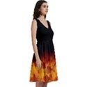 Gradient Dark Tree Autumn Leaf Party Sleeveless V-Neck Skater Dress with Pockets View3