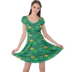 Green Dinosaur Stylish Pattern Skater Dress by CoolDesigns