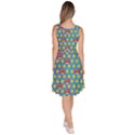 Mushroom Sky Blue Coins Pixelated Print Knee Length Skater Dress With Pockets View4