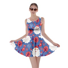 Violet Santa Xmas Socks Double Sided Skater Dress by CoolDesigns