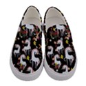 Black Floral Unicorn Print Canvas Slip Ons View1