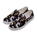 Black Floral Unicorn Print Canvas Slip Ons View2