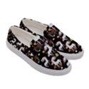 Black Floral Unicorn Print Canvas Slip Ons View3