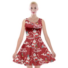 Merry Xmas Red Velvet Skater Dress by CoolDesigns