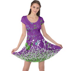 Music Notes Purple Musical Print Cap Sleeve Dress by CoolDesigns