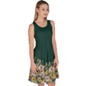 Beautiful Anemone Flower Dark Green Garden Knee Length Skater Dress With Pockets View3