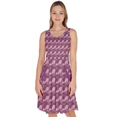 Amethyst Pattern Cats Knee Length Skater Dress With Pockets by CoolDesigns