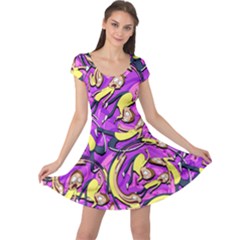 What Happen Magenta Blue Colorful Space With Cute Rocket Cap Sleeve Dress by CoolDesigns