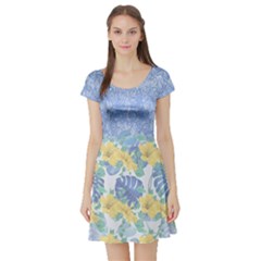 Light Blue Hawaii Short Sleeve Skater Dress by CoolDesigns