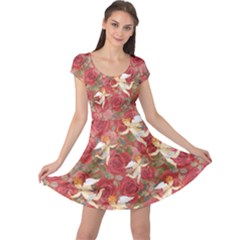 Cupid Red Angel Roses Floral Cap Sleeve Dress by CoolDesigns