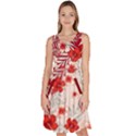 Floral Lilium Yin Yang Red & Ivory Knee Length Skater Dress With Pockets View1