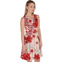 Floral Lilium Yin Yang Red & Ivory Knee Length Skater Dress With Pockets View3