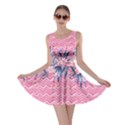 Boho Floral Print Pink Zigzag Skater Dress View1