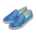 Deep Sky Blue Paint Brush Strokes Print Womens Canvas Slip Ons View2