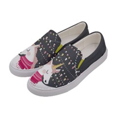 Gray Christmas Lights & Unicorn Print Canvas Slip Ons by CoolDesigns