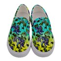 Turquoise & Yellow Floral Flower Design Womens Slip Ons View1