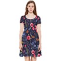 Colorful In Dark Night Stars Floral Inside Out Cap Sleeve Dress View3