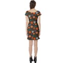 Dark Olive Green Kitty Cat Animal Pattern Party Short Sleeve Skater Dress View2
