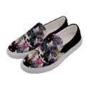 Black Elegant Floral Flower Pattern Womens Slip Ons View2