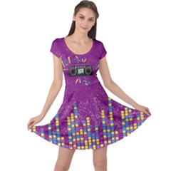 Radio Music Purple Beats Cap Sleeve Dress by CoolDesigns