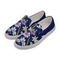 Elegant Floral Flower Dark Slate Blue Womens Slip Ons View2