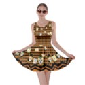 Orange Checkered Sugar Skull Halloween Skater Dress View1