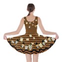 Orange Checkered Sugar Skull Halloween Skater Dress View2