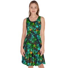 Paint Splash Blue Shamrock Style Knee Length Skater Dress With Pockets by CoolDesigns