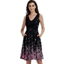 Black Japanese Cherry Blossom V-Neck Skater Dress with Pockets View1