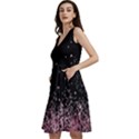 Black Japanese Cherry Blossom V-Neck Skater Dress with Pockets View2
