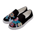 Vintage Floral Flowers Black Print Womens Slip Ons View2