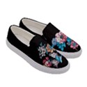 Vintage Floral Flowers Black Print Womens Slip Ons View3