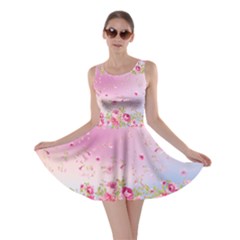 Elegant Floral Flowers Pink Skater Dress by CoolDesigns