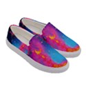 Pink and Blue Stars Space Galaxy Womens Canvas Slip Ons View3