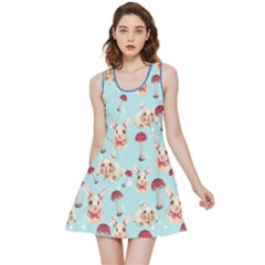 Mushroom Cute Bunny Sky Blue Inside Out Reversible Sleeveless Dress by CoolDesigns