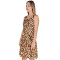 Tan Leopard Pattern Seamless Animal Knee Length Skater Dress With Pockets View2