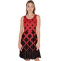 Crimson & Black Gradient Rhombuses Knee Length Skater Dress With Pockets View1