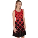 Crimson & Black Gradient Rhombuses Knee Length Skater Dress With Pockets View3