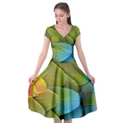 Parrot Feathers Texture Feathers Backgrounds Cap Sleeve Wrap Front Dress by nateshop