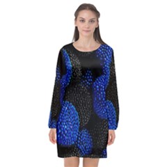 Berry, One,berry Blue Black Long Sleeve Chiffon Shift Dress  by nateshop